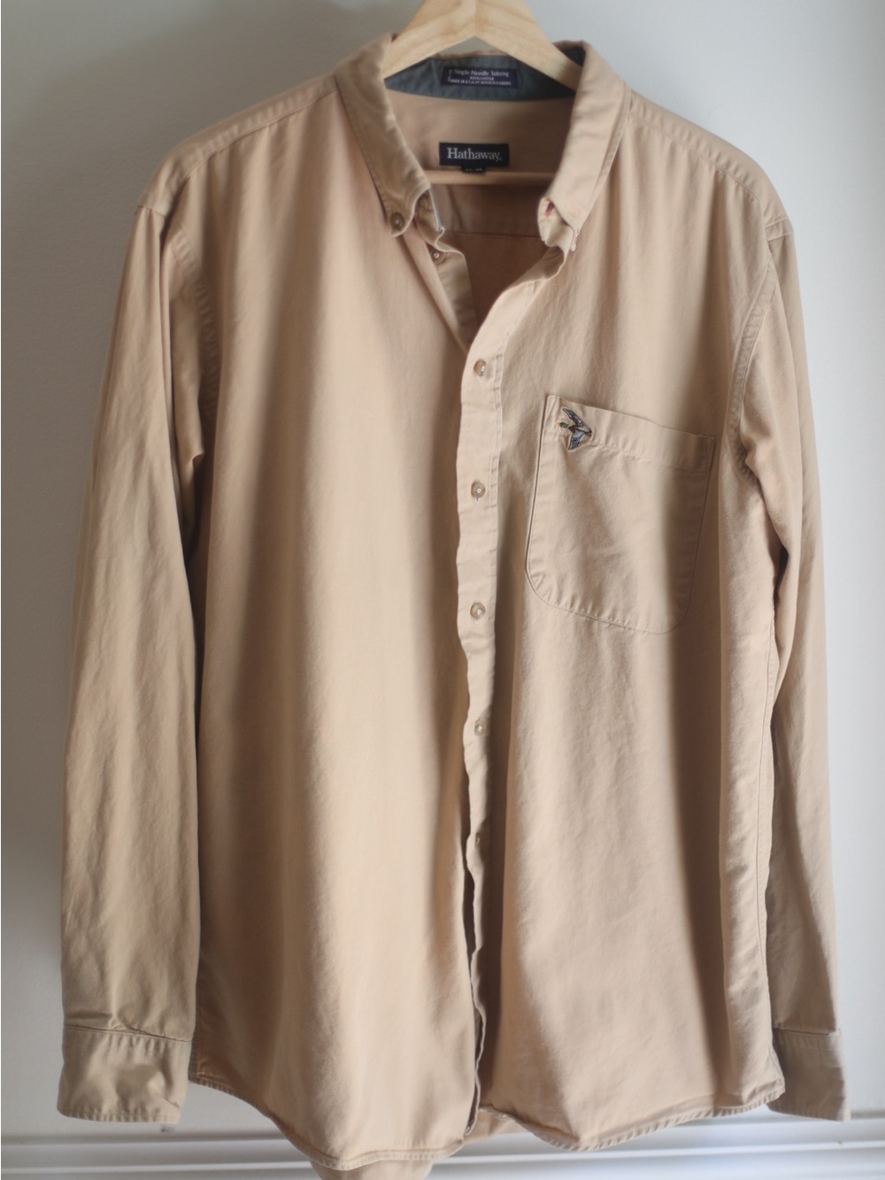 Hathaway Men's Long-Sleeve Button-Down Shirt in‎ Beige